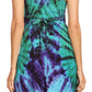 Sakkas Zoe Women's Summer Bohemian Spaghetti Strap Short Dress Tie Dye Embroidered
