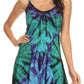 Sakkas Zoe Women's Summer Bohemian Spaghetti Strap Short Dress Tie Dye Embroidered