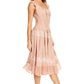 Sakkas Alba Women's Off The Shoulder Smock Ruffle Midi Dress Tie Dye & Embroidery