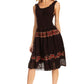 Sakkas Alba Women's Off The Shoulder Smock Ruffle Midi Dress Tie Dye & Embroidery