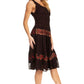 Sakkas Alba Women's Off The Shoulder Smock Ruffle Midi Dress Tie Dye & Embroidery