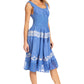 Sakkas Alba Women's Off The Shoulder Smock Ruffle Midi Dress Tie Dye & Embroidery