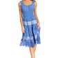 Sakkas Alba Women's Off The Shoulder Smock Ruffle Midi Dress Tie Dye & Embroidery