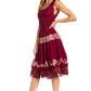 Sakkas Alba Women's Off The Shoulder Smock Ruffle Midi Dress Tie Dye & Embroidery