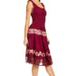 Sakkas Alba Women's Off The Shoulder Smock Ruffle Midi Dress Tie Dye & Embroidery