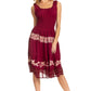 Sakkas Alba Women's Off The Shoulder Smock Ruffle Midi Dress Tie Dye & Embroidery