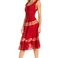 Sakkas Alba Women's Off The Shoulder Smock Ruffle Midi Dress Tie Dye & Embroidery
