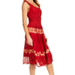 Sakkas Alba Women's Off The Shoulder Smock Ruffle Midi Dress Tie Dye & Embroidery