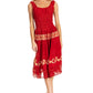 Sakkas Alba Women's Off The Shoulder Smock Ruffle Midi Dress Tie Dye & Embroidery