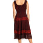 Sakkas Alba Women's Off The Shoulder Smock Ruffle Midi Dress Tie Dye & Embroidery