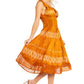 Sakkas Alba Women's Off The Shoulder Smock Ruffle Midi Dress Tie Dye & Embroidery
