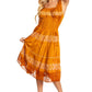Sakkas Alba Women's Off The Shoulder Smock Ruffle Midi Dress Tie Dye & Embroidery