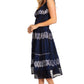 Sakkas Alba Women's Off The Shoulder Smock Ruffle Midi Dress Tie Dye & Embroidery