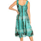 Sakkas Alba Women's Off The Shoulder Smock Ruffle Midi Dress Tie Dye & Embroidery