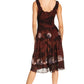 Sakkas Alba Women's Off The Shoulder Smock Ruffle Midi Dress Tie Dye & Embroidery