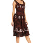 Sakkas Alba Women's Off The Shoulder Smock Ruffle Midi Dress Tie Dye & Embroidery