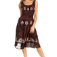 Sakkas Alba Women's Off The Shoulder Smock Ruffle Midi Dress Tie Dye & Embroidery