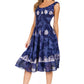 Sakkas Alba Women's Off The Shoulder Smock Ruffle Midi Dress Tie Dye & Embroidery