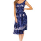 Sakkas Alba Women's Off The Shoulder Smock Ruffle Midi Dress Tie Dye & Embroidery