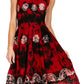 Sakkas Alba Women's Off The Shoulder Smock Ruffle Midi Dress Tie Dye & Embroidery