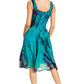 Sakkas Alba Women's Off The Shoulder Smock Ruffle Midi Dress Tie Dye & Embroidery