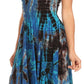 Sakkas Alba Women's Off The Shoulder Smock Ruffle Midi Dress Tie Dye & Embroidery