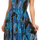 Sakkas Alba Women's Off The Shoulder Smock Ruffle Midi Dress Tie Dye & Embroidery