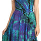 Sakkas Alba Women's Off The Shoulder Smock Ruffle Midi Dress Tie Dye & Embroidery