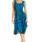 Sakkas Alba Women's Off The Shoulder Smock Ruffle Midi Dress Tie Dye & Embroidery