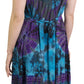 Sakkas Luciana Women's Tie Dye Bohemian Swing Midi Dress with Ties and Smock Back