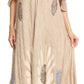 Sakkas Renata Women's Cold Shoulder Maxi Caftan Dress Sundress Flare Stonewashed