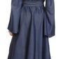 Sakkas Ximena  Long Wrap Around Bell Sleeve Chambray Full Circle Dress Casual