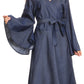 Sakkas Ximena  Long Wrap Around Bell Sleeve Chambray Full Circle Dress Casual