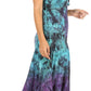 Sakkas Adela Women's Tie Dye Embroidered Adjustable Spaghetti Straps Long Dress
