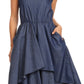 Sakkas Emalia Women's Sleeveless Cocktail High Low Hem Dress with Pockets Chambray