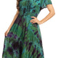 Sakkas Lia Short Sleeve Peasant Maxi Corset Tie-dye Dress with Embroidery Runs Big
