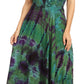 Sakkas Lia Short Sleeve Peasant Maxi Corset Tie-dye Dress with Embroidery Runs Big