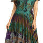 Sakkas Lia Short Sleeve Peasant Maxi Corset Tie-dye Dress with Embroidery Runs Big