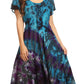 Sakkas Lia Short Sleeve Peasant Maxi Corset Tie-dye Dress with Embroidery Runs Big