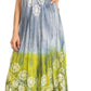 Sakkas Sofia Women's Flowy Summer Maxi Beach Dress Tie-dye w/Batik & Short Sleeves
