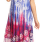 Sakkas Sofia Women's Flowy Summer Maxi Beach Dress Tie-dye w/Batik & Short Sleeves