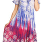 Sakkas Sofia Women's Flowy Summer Maxi Beach Dress Tie-dye w/Batik & Short Sleeves
