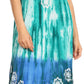 Sakkas Sofia Women's Flowy Summer Maxi Beach Dress Tie-dye w/Batik & Short Sleeves