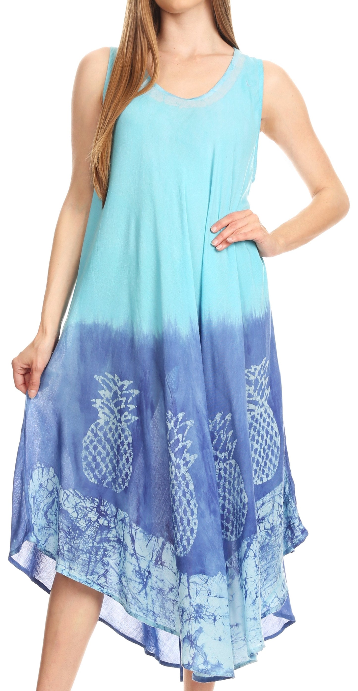 Sakkas Basira  Womens Relax Lounge Everyday Summer Long Dress Tie-dye Tropical