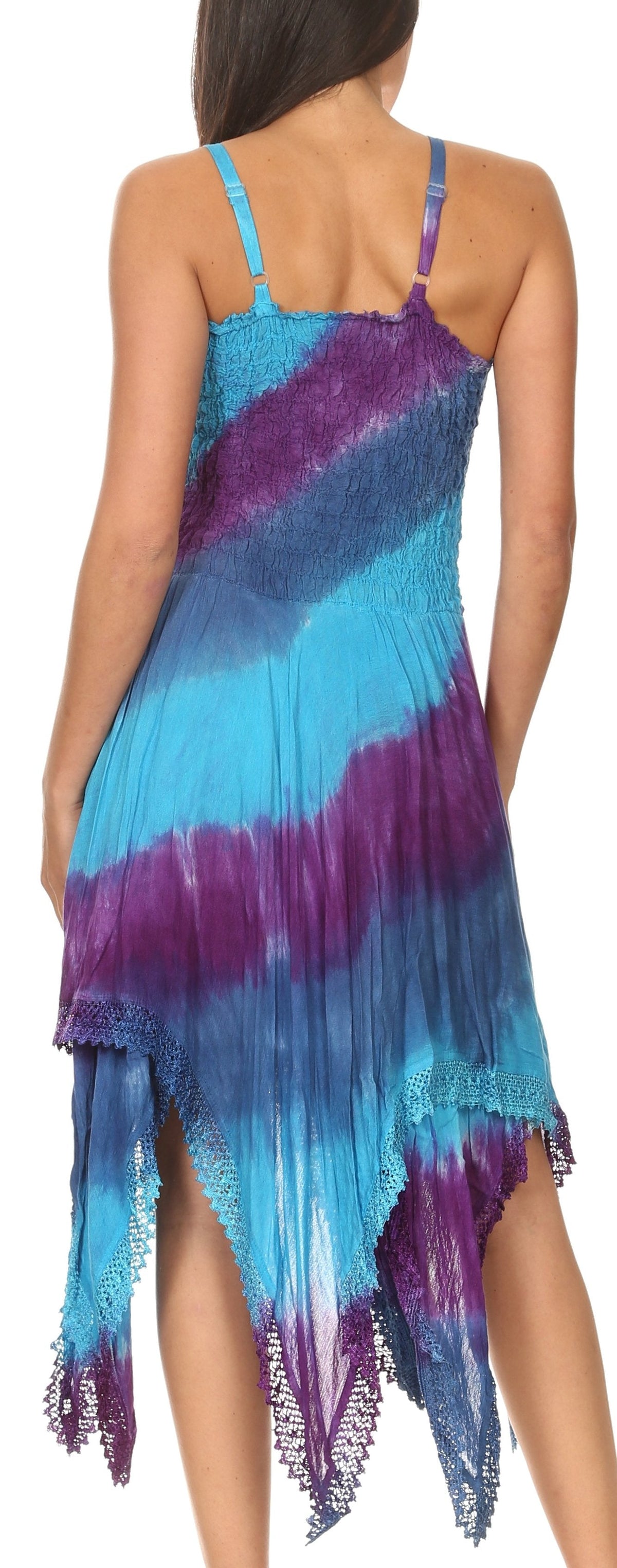 Sakkas Lecia Women's Spaghetti Strap Sleeveless Handkerchief Casual Boho Dress