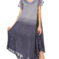 Sakkas Jonna Women's Short Sleeve Maxi Tie Dye Batik Long Casual Dress