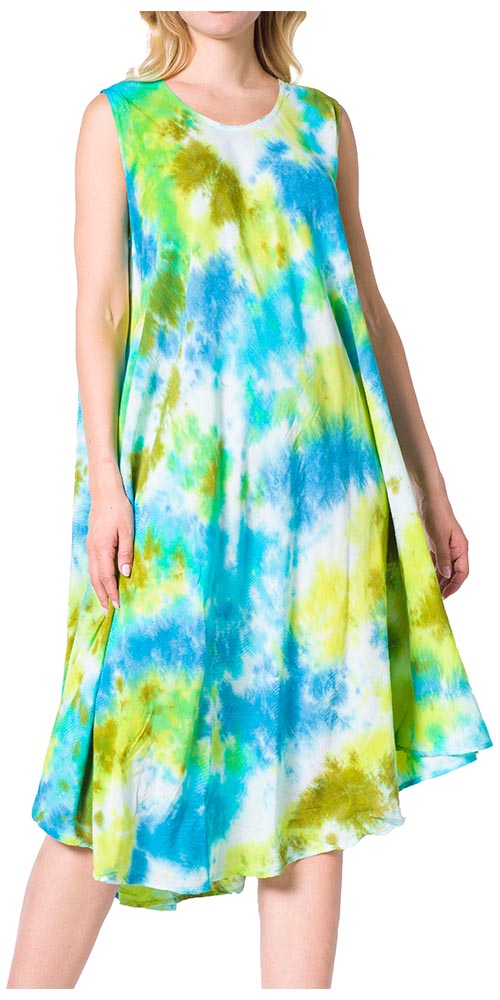 Sakkas Neja - Vestido maxi informal sin mangas holgado con teñido anudado para mujer