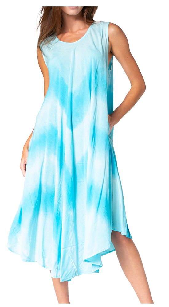 Sakkas Neja - Vestido maxi informal sin mangas holgado con teñido anudado para mujer