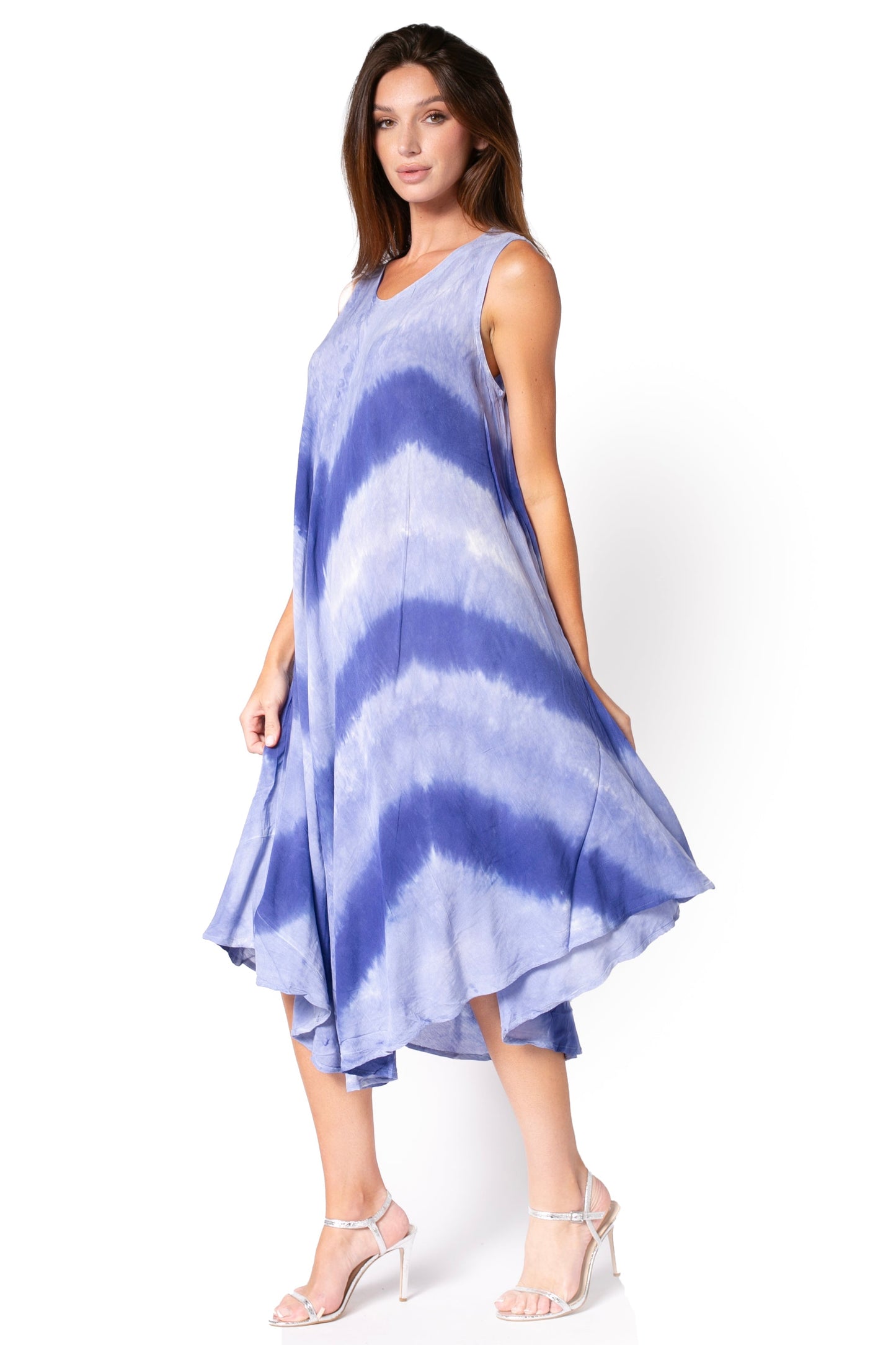 Sakkas Neja - Vestido maxi informal sin mangas holgado con teñido anudado para mujer