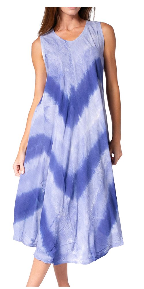 Sakkas Neja - Vestido maxi informal sin mangas holgado con teñido anudado para mujer